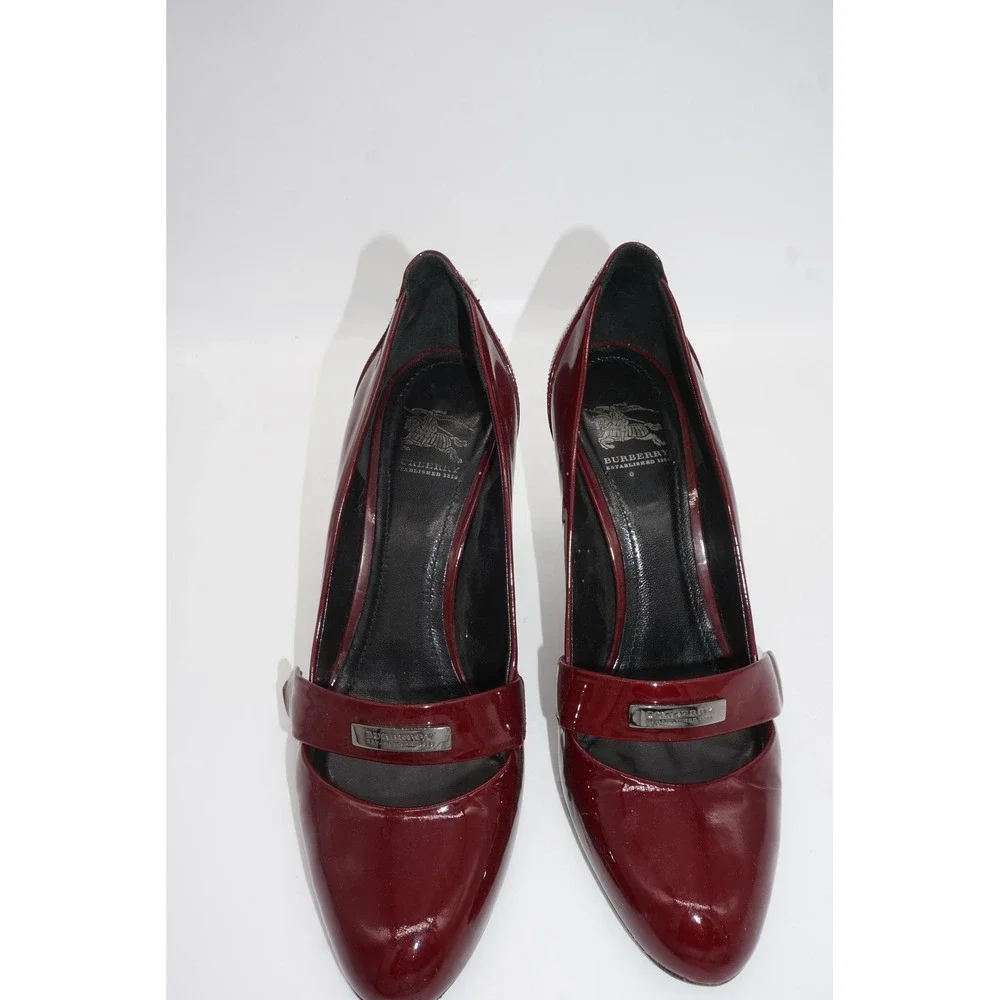 Burberry Shoes Womens Size 9 Red Patent Leather Mary Jane High Heel Pumps Italy - Picture 6 of 12